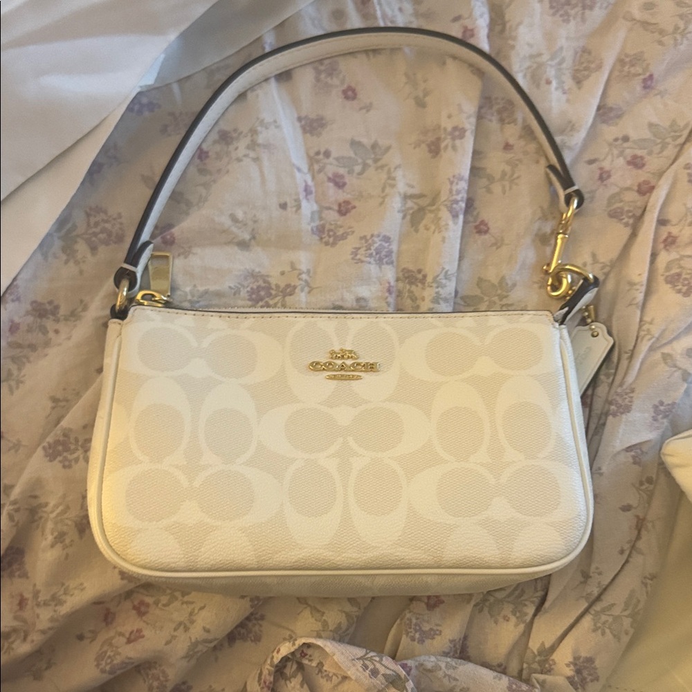 Coach Cream Shoulder Bag with Gold Accents